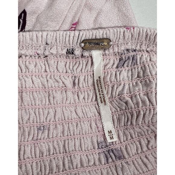 Free People Floral Lana Off the Shoulder Pink Top Medium - Picture 7 of 8